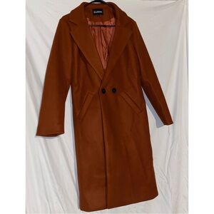 Tanming Amazon Orange Wool Polyester Blend Coat